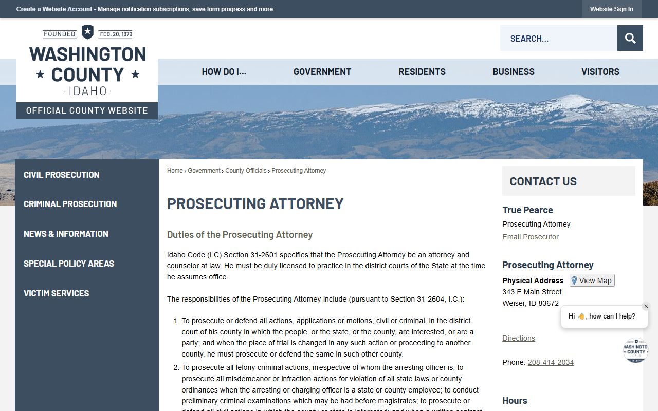 Washington County prosecutor court records after arrest contact page